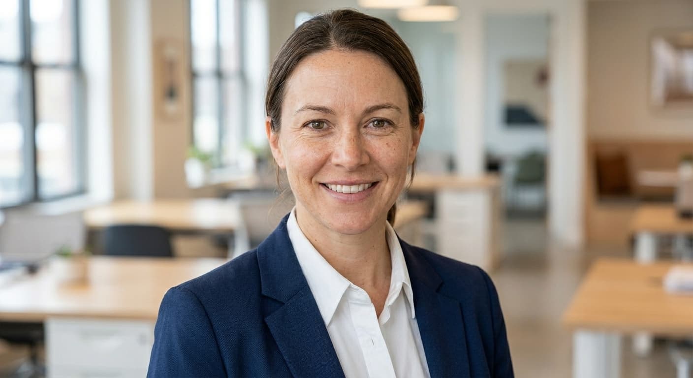 Modern office (out of focus) headshot background example