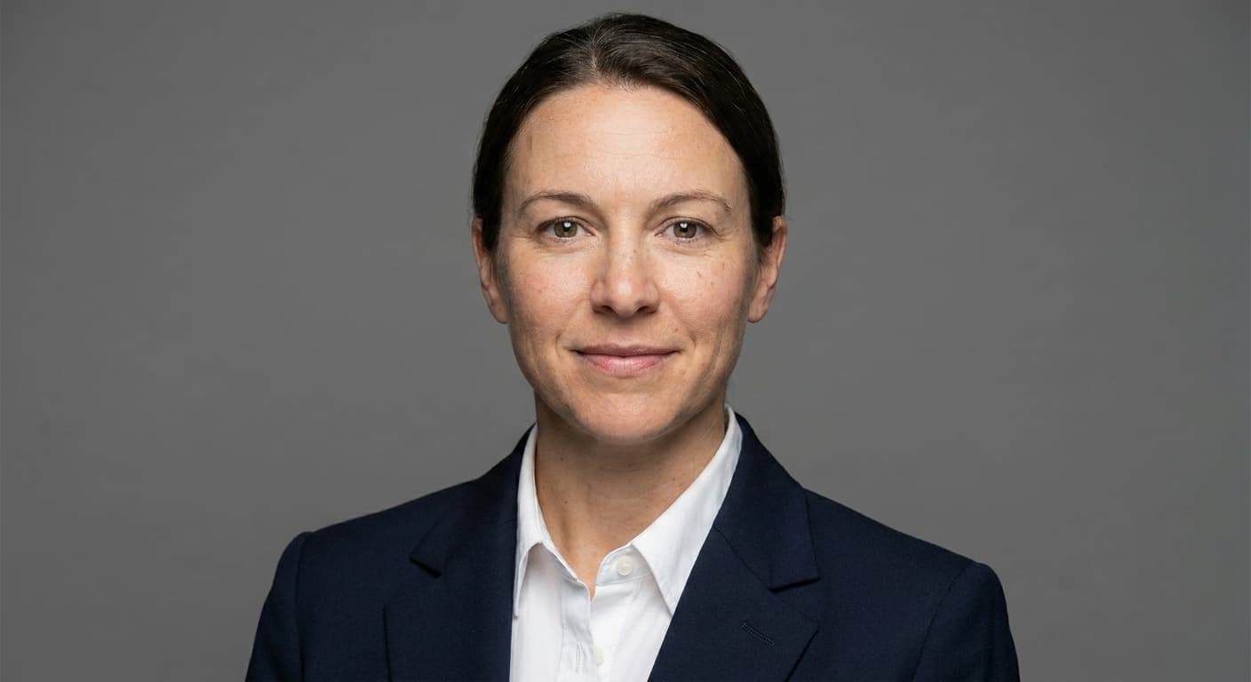 Neutral studio gray headshot background example